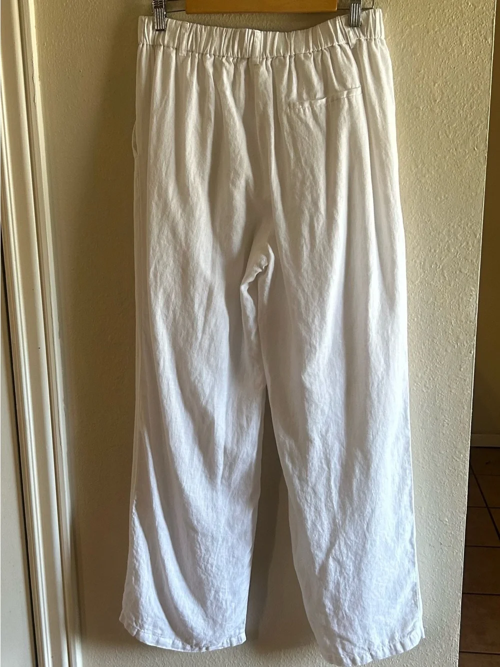 Quince 100% European Linen White Wide Leg Pants Size 10